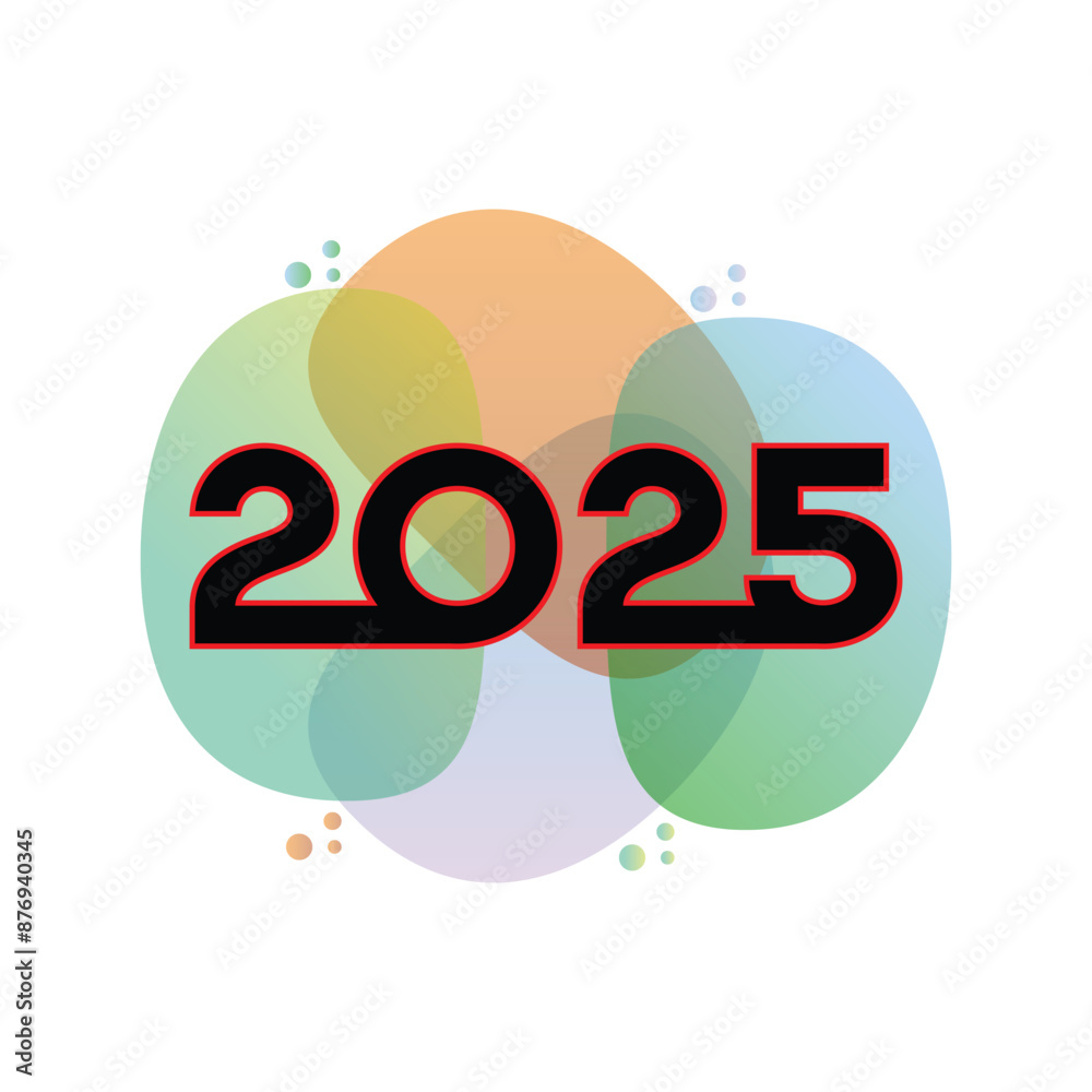 Fototapeta premium Happy new year 2025 holiday background design. Vector Illustration template design.