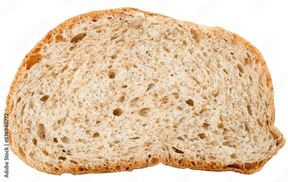 Slice bread with bran isolated on a transparent background. Top view. Slice bread with bran isolated on a transparent background. Top view.