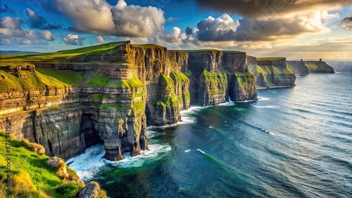 Picturesque cliffs of Moher on the Irish coast, cliffs, Moher, coast, Ireland, landscape, scenic