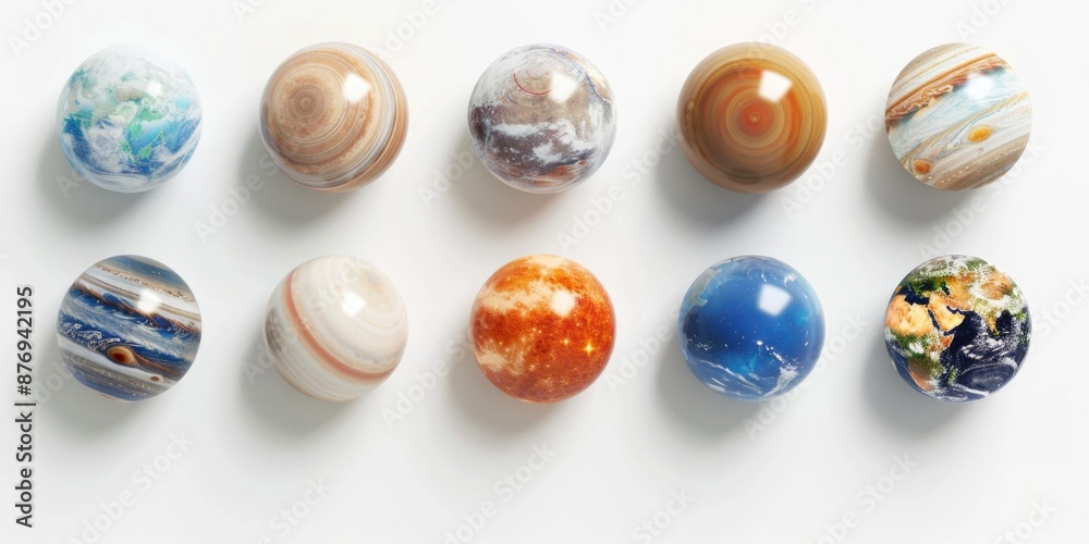 The Planets: Solar System Set with Mars and Earth in Space The Planets: Solar System Set with Mars and Earth in Space