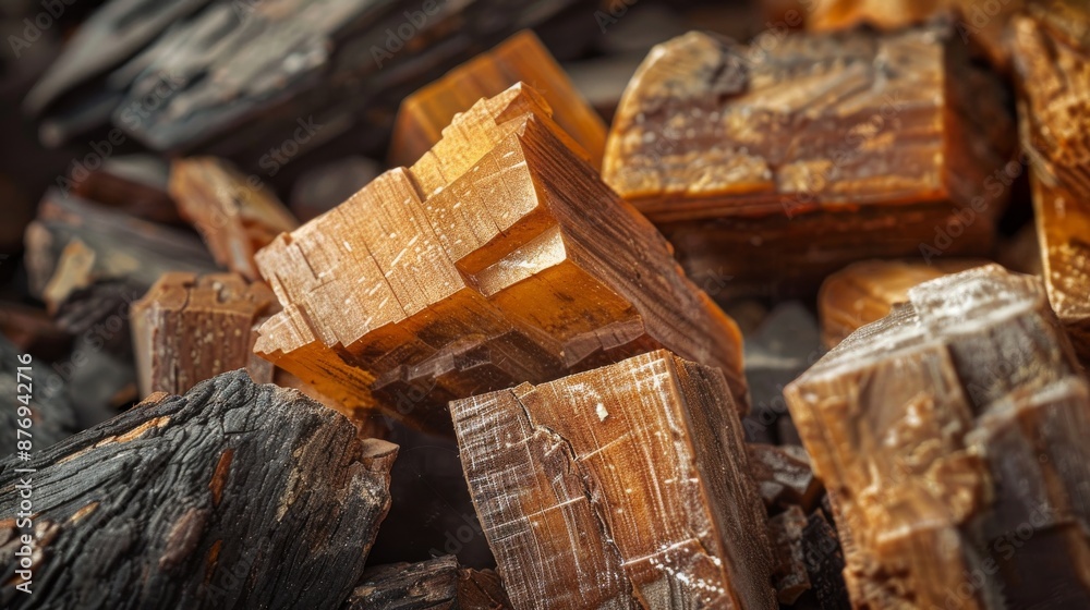 Oud Sandalwood Capture every detail and intricate texture. Emphasize the rich earth tones of the wood. Revealing the intricate wood grain pattern and natural beauty of oud. Oud Sandalwood Capture every detail and intricate texture. Emphasize the rich earth tones of the wood. Revealing the intricate wood grain pattern and natural beauty of oud.