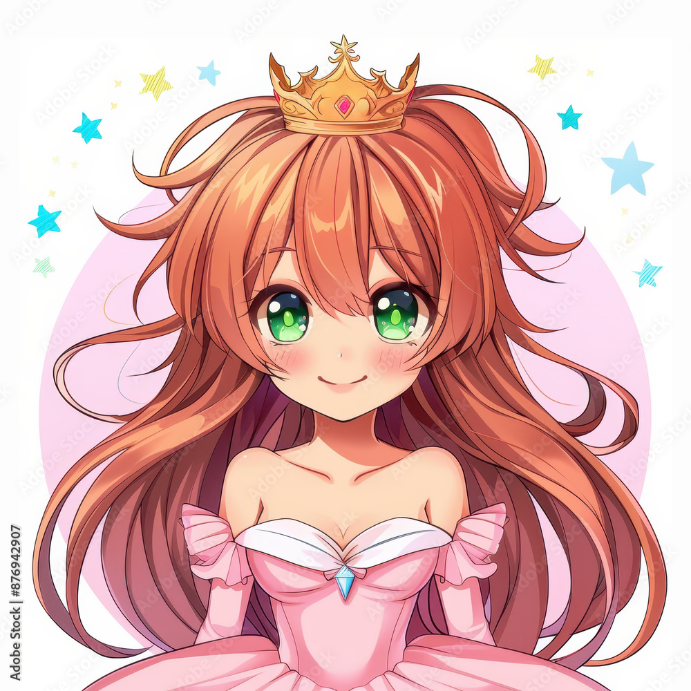 Adorable princess manga chibi fairy with a crown for a cute and kawaii design. Adorable princess manga chibi fairy with a crown for a cute and kawaii design.