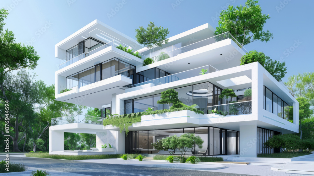 Fototapeta premium Innovative architecture blending modern design with advanced technology.