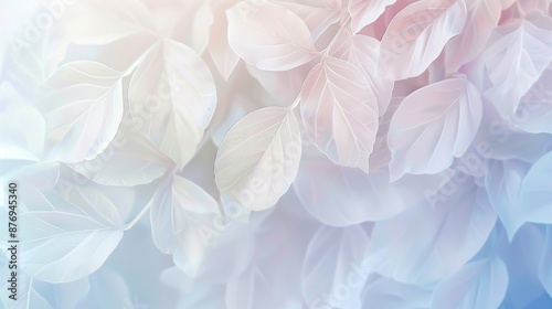 Soft pastel leaves in a dreamy light with delicate colors and ethereal atmosphere providing a calming and serene visual effect, nature concept