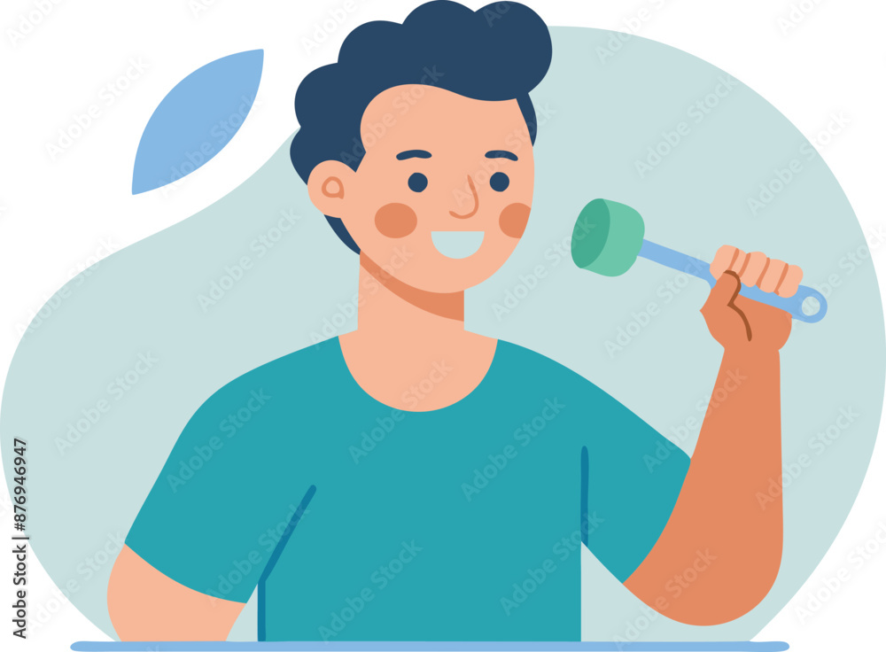 Man Brushing Teeth With Toothbrush Vector Illustration Man Brushing Teeth With Toothbrush Vector Illustration