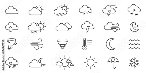 Weather icons set. Linear style.