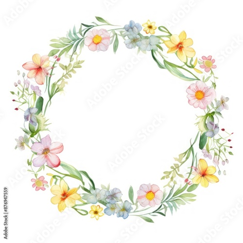 Flower easter circle border pattern wreath plant.