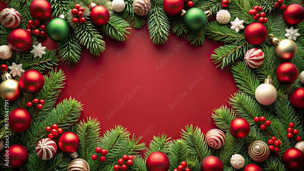 Classic Christmas design in red, green, and white with space for personalization, Christmas, holiday, festive, traditional, colors Classic Christmas design in red, green, and white with space for personalization, Christmas, holiday, festive, traditional, colors