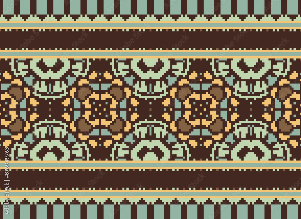 Pixel African and Mexican Aztec American tribal vector borders, frame patterns. Vector seamless background with a bright Mexican pattern. Vector seamless00 color Pixel African and Mexican Aztec American tribal vector borders, frame patterns. Vector seamless background with a bright Mexican pattern. Vector seamless00 color