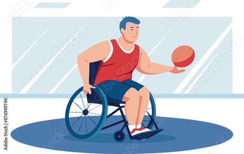 Disabled Man Playing Basketball in a Wheelchair
