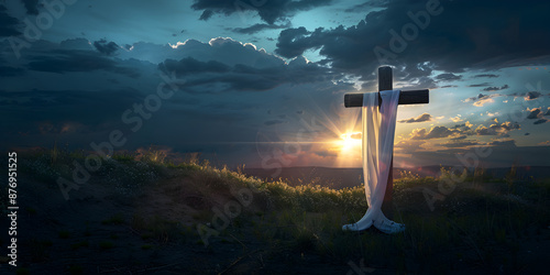 Wallpaper Mural  Sunrise Hope The Cross Illuminated by Dawn's First Light on a Quiet Hill

 Torontodigital.ca