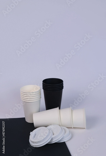 vertical photo of disposable cups. High quality photo