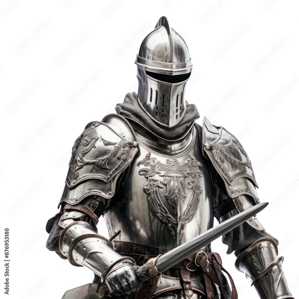 Naklejka premium Knight in armor isolate on transparent png. 