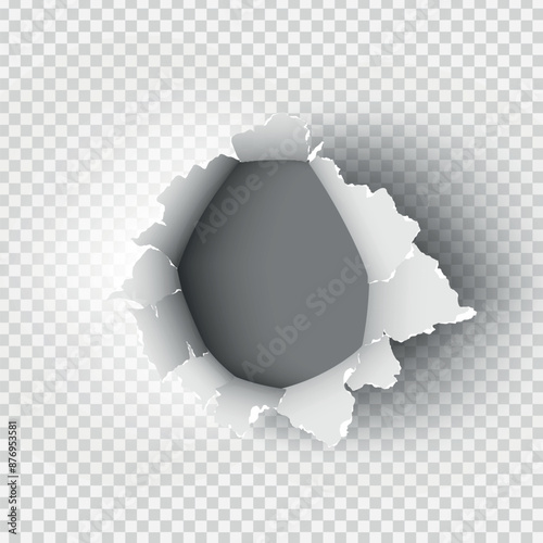 ragged Hole torn in ripped paper on transparent background