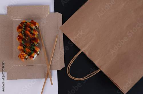 food delivery with box and package. High quality photo