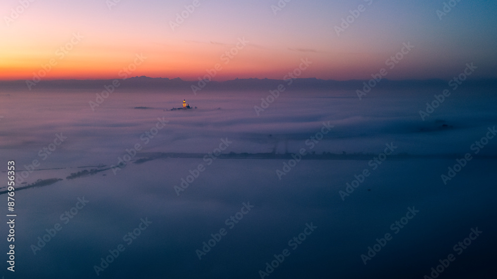 The golden island. Grado Island from above at sunset. The golden island. Grado Island from above at sunset.