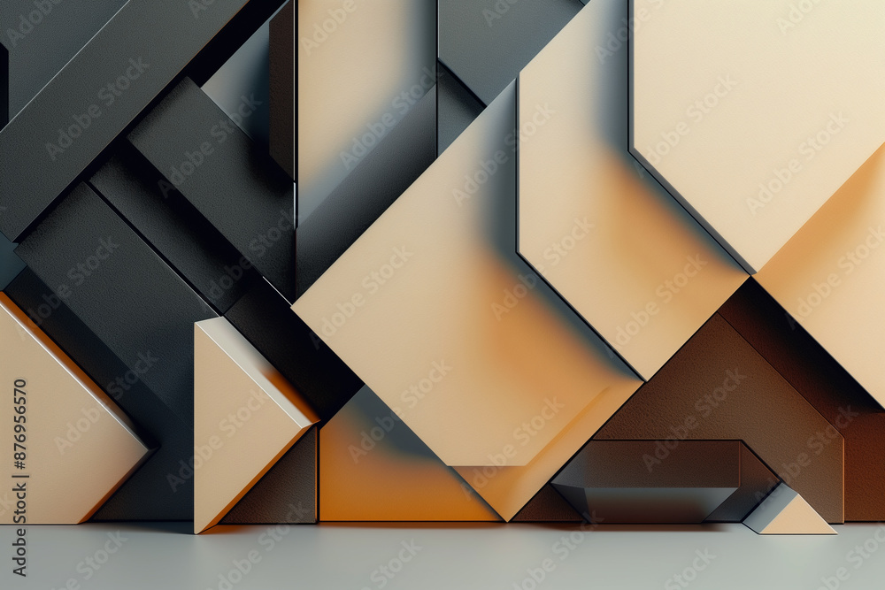abstract geometric pattern with overlapping 3d blocks in shades of gray, black, and beige creating a modern, minimalist design abstract geometric pattern with overlapping 3d blocks in shades of gray, black, and beige creating a modern, minimalist design