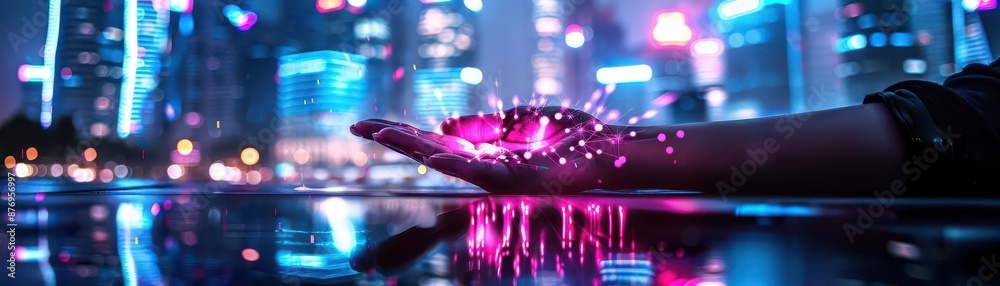Cyberpunk cityscape, neon lights reflecting the vibrancy of cyberculture, a fusion of the digital and physical Cyberpunk cityscape, neon lights reflecting the vibrancy of cyberculture, a fusion of the digital and physical