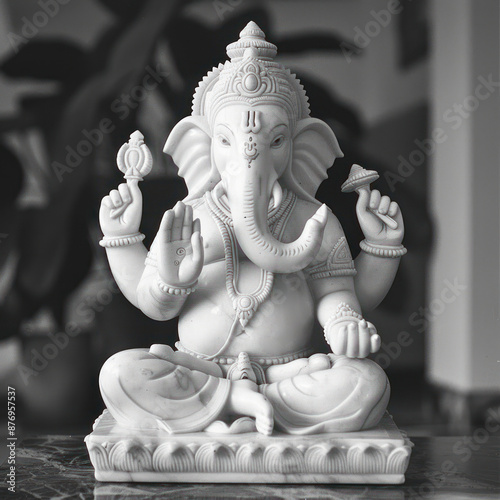 uncolored lord ganesha sculpture photo