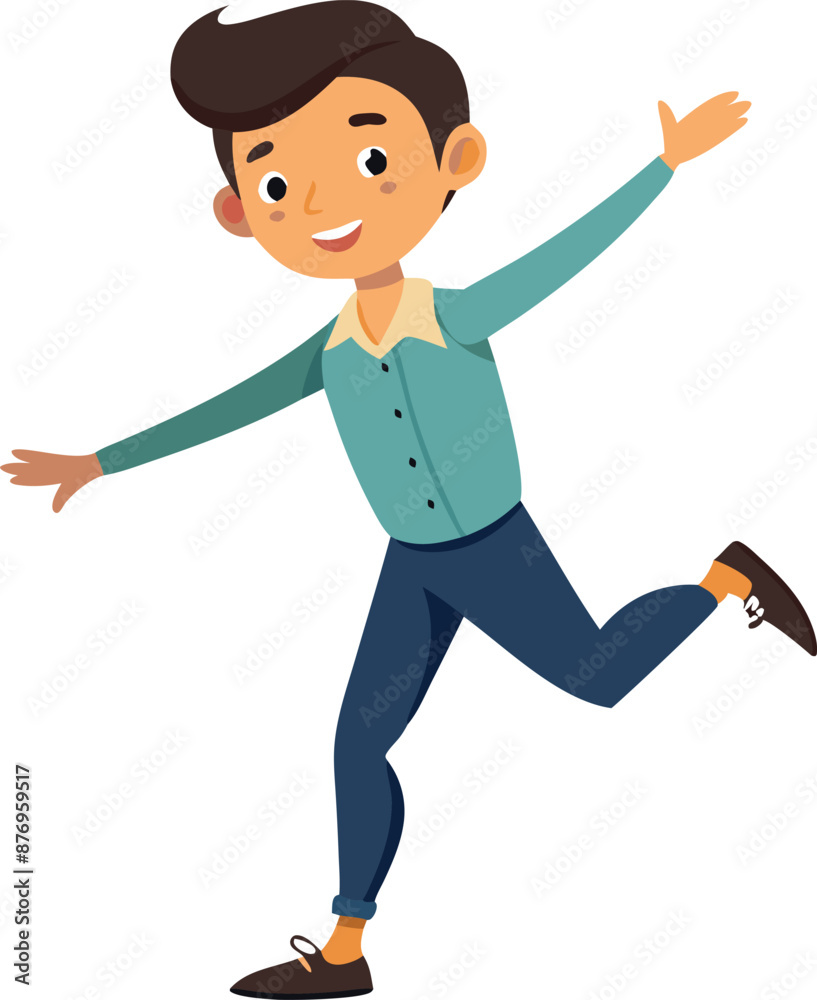 Happy Cartoon Boy Jumping with Joy Happy Cartoon Boy Jumping with Joy