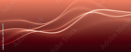 Futuristic dot wave. Abstract digital particle wave. Technology background. Colored musical wave. Light background. Digital background with smooth, wavy curves. 3D vector illustration