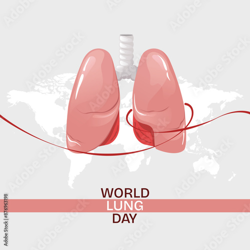 World Lung Day template with internal organ and ribbon