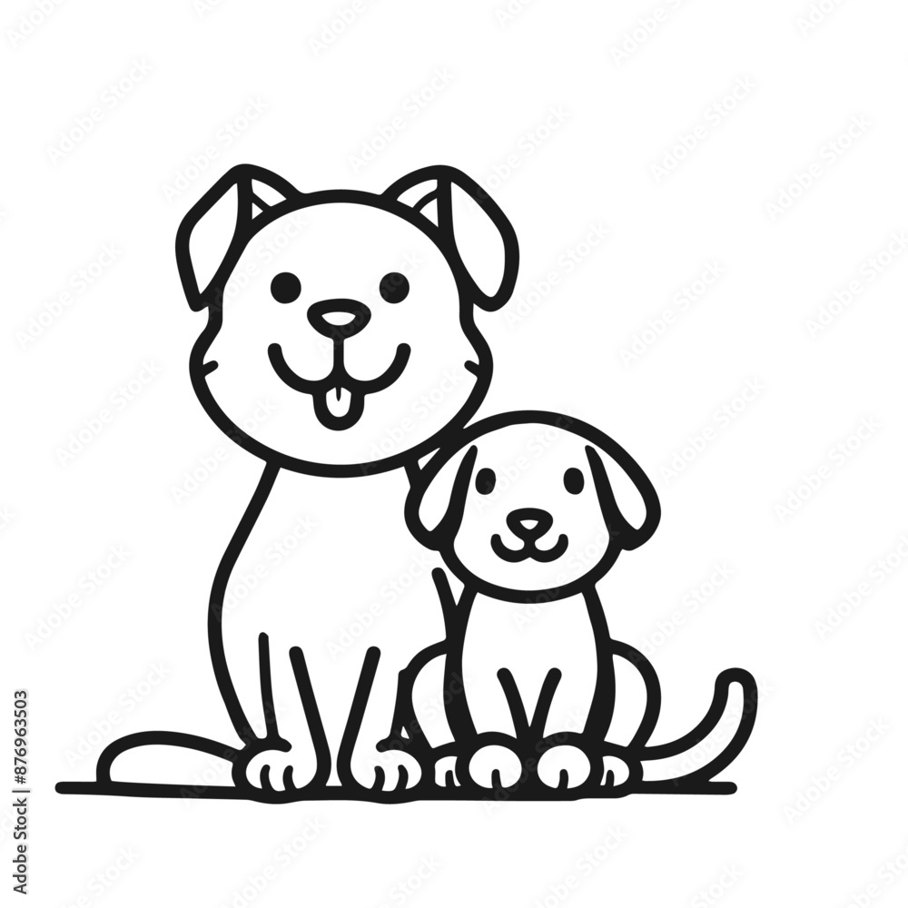 Cat and Dog black and white silhouette vector isolated on white background Cat and Dog black and white silhouette vector isolated on white background