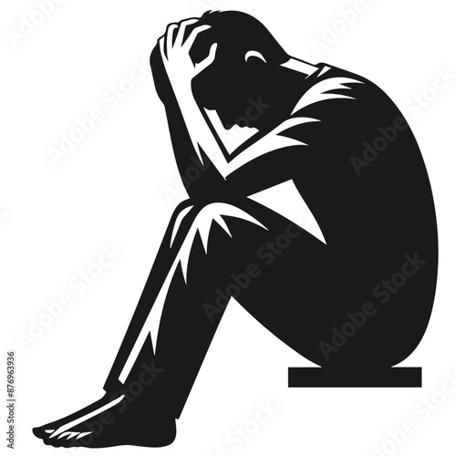 man black and white silhouette vector isolated on white background