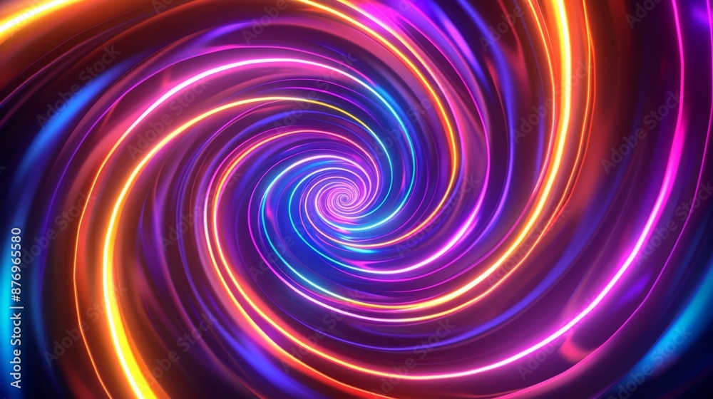 Obraz premium Vivid Neon Spiral and Circle Whirlwind, Optical Illusion Background with Rich Colors, High Detail, Maximum Sharpness