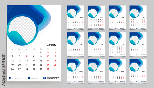 Calendar 2025 Sunday Start Corporate Design Template.