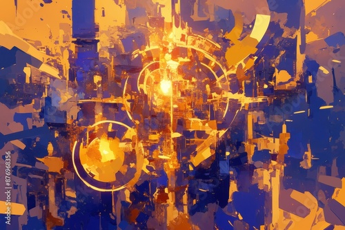 Abstract Cityscape in Warm Tones