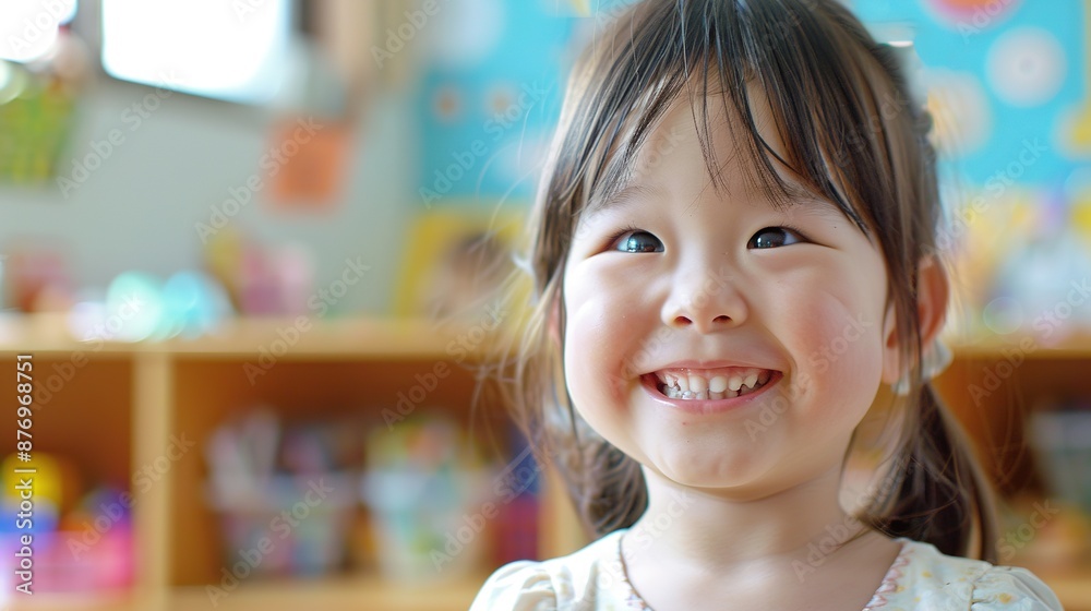 Smiling Little Girl in Kindergarten Classroom Smiling Little Girl in Kindergarten Classroom