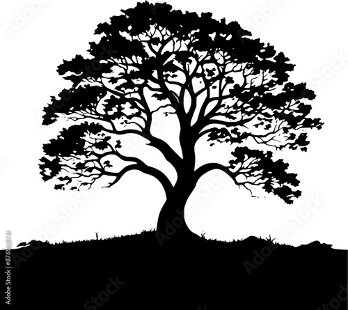 EPS Ash Deciduous Tree Silhouette Vector Art