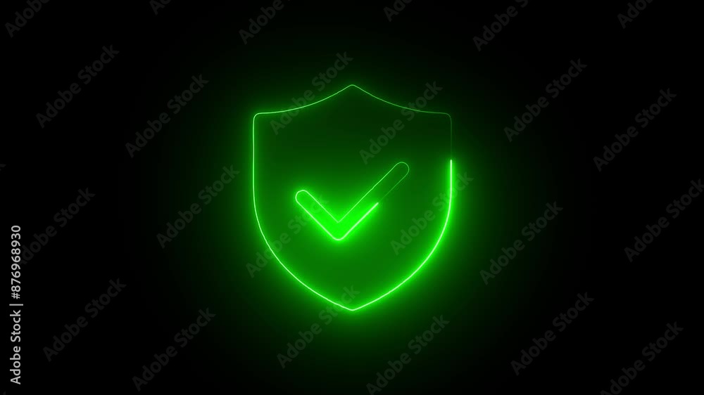 4K Line Glowing neon line Shield check mark with check mark icon isolated on black background Video motion graphic animation. Security, safety, protection, privacy concept. Tick mark approved. 4K Line Glowing neon line Shield check mark with check mark icon isolated on black background Video motion graphic animation. Security, safety, protection, privacy concept. Tick mark approved.