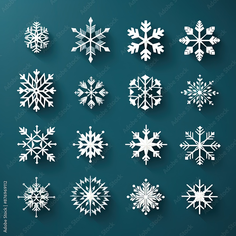 White Snowflakes Pattern on Turquoise Background for Winter White Snowflakes Pattern on Turquoise Background for Winter