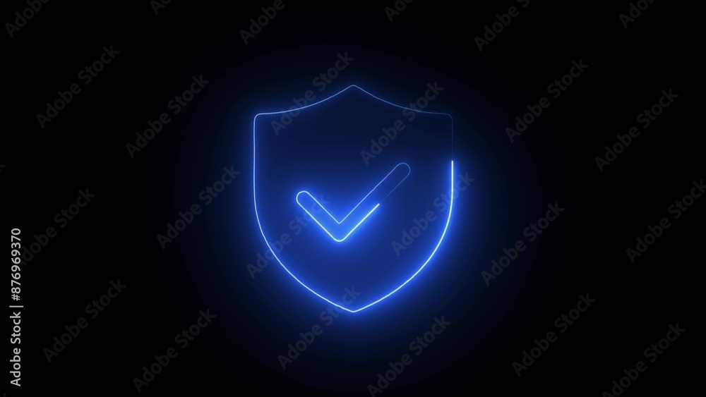4K Line Glowing neon line Shield check mark with check mark icon isolated on black background Video motion graphic animation. Security, safety, protection, privacy concept. Tick mark approved. 4K Line Glowing neon line Shield check mark with check mark icon isolated on black background Video motion graphic animation. Security, safety, protection, privacy concept. Tick mark approved.