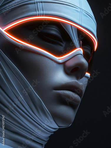 Wallpaper Mural Closeup of futuristic woman wearing LED goggles  Torontodigital.ca