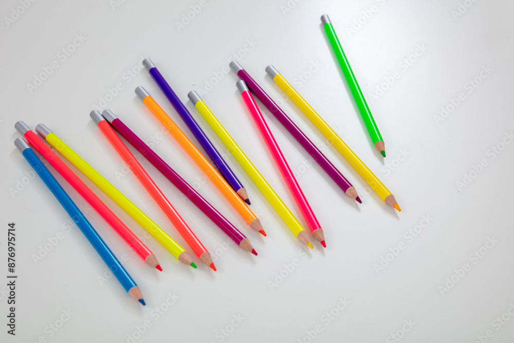 Colorful pencils isolated on white, kids creativity, back to school concept Colorful pencils isolated on white, kids creativity, back to school concept