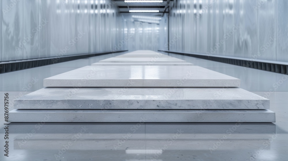 Obraz premium Durable slabs with advanced thermal resistance, arranged in a cold-weather testing facility, highlighting their efficiency and strength