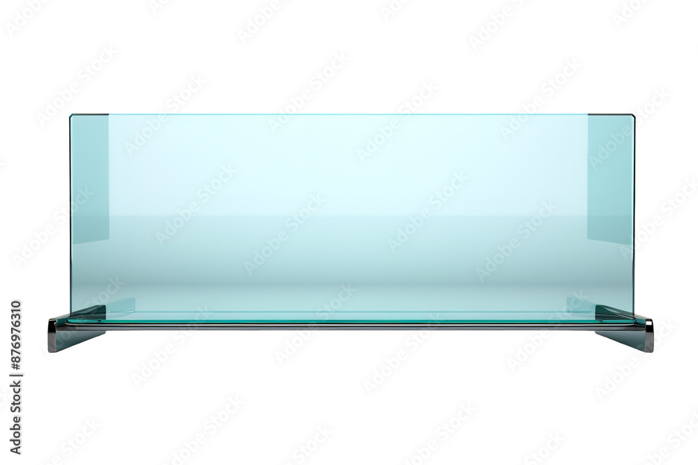 A Pristine Glass Shelf Against a White Background on a White or Clear Surface PNG Transparent Background. A Pristine Glass Shelf Against a White Background on a White or Clear Surface PNG Transparent Background.