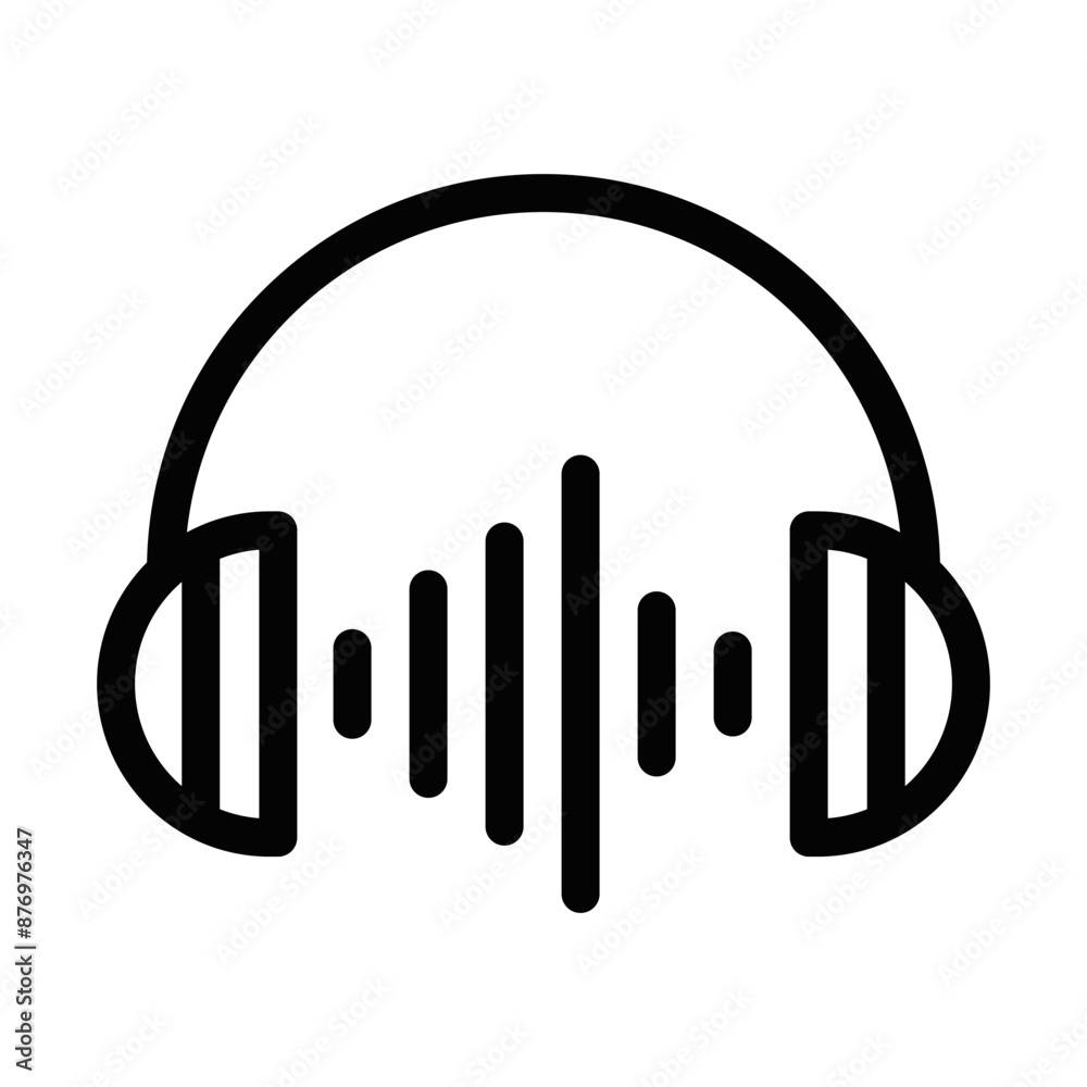 Vector icon of headphones with sound waves, symbolizing music, audio, and sound quality. Editable stroke. Vector icon of headphones with sound waves, symbolizing music, audio, and sound quality. Editable stroke.
