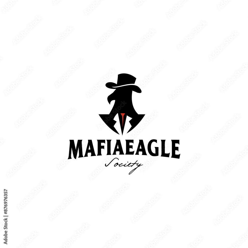 Vector logo design with the silhouette of an eagle wearing a mafia suit and hat, useful for community group logos and detective logos Vector logo design with the silhouette of an eagle wearing a mafia suit and hat, useful for community group logos and detective logos