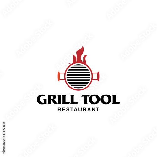 Grilled meat logo, for grilled food restaurant icon symbol