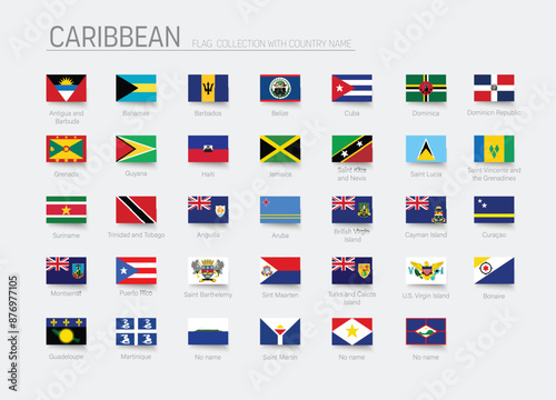 Flags of independent Caribbean countries and dependent territories.