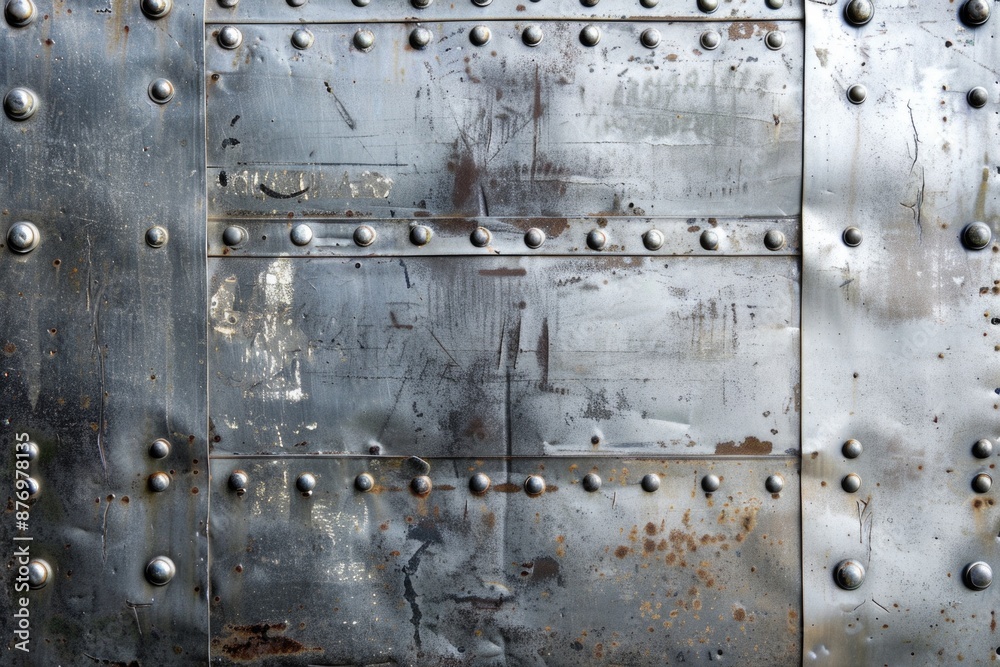 Old Metal Texture. Polished Steel Plaque with Decayed Background Old Metal Texture. Polished Steel Plaque with Decayed Background