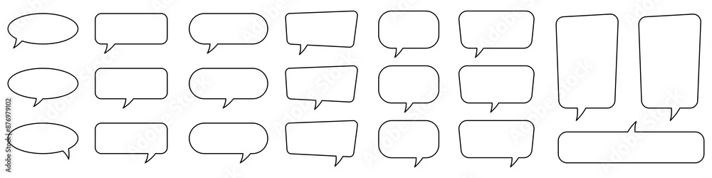 Speech bubble, speech balloon, chat bubble line art icon for apps and websites. Speech bubble, speech balloon, chat bubble line art icon for apps and websites.