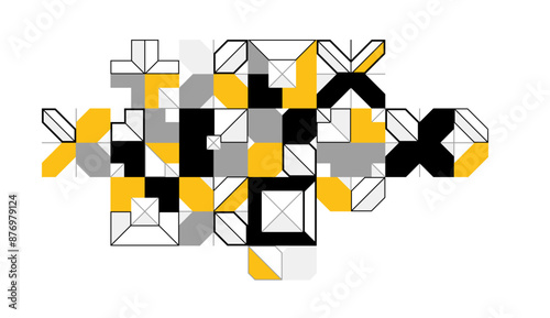 Abstract vector geometric background, tech engineering look like shapes and lines composition, mechanical engine industry style, modular mosaic isolated.