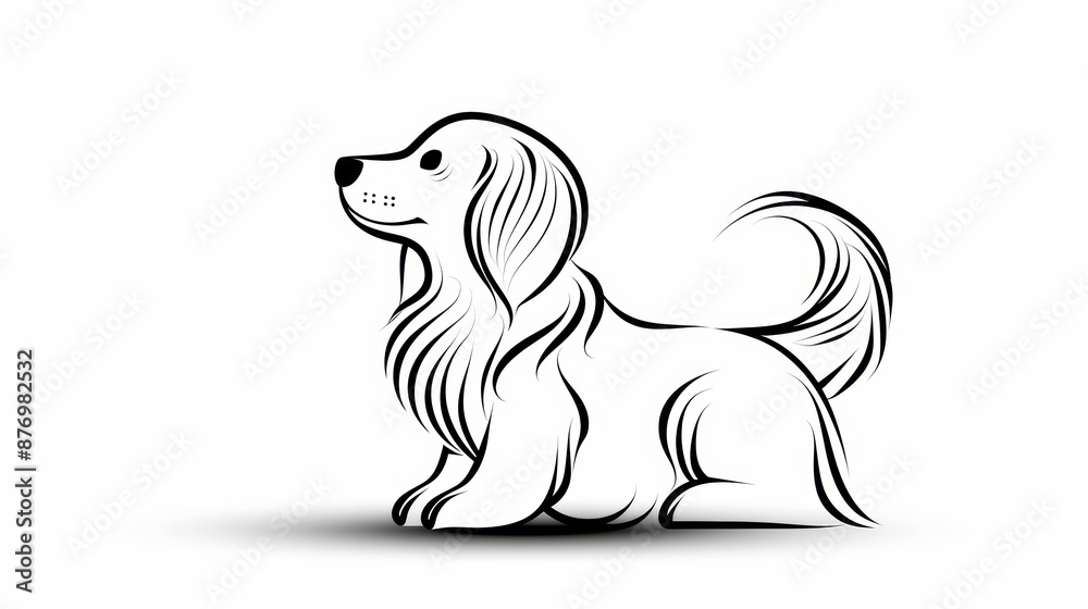 Obraz premium A charming animal design of a dog, created with very easy-to-color crisp lines and clean outlines for black and white illustrations. Ideal for children's educational materials.