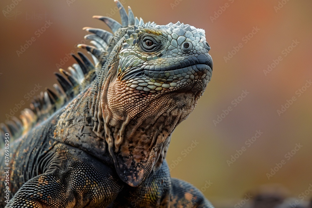 Portrait photograph of a marine iguana Portrait photograph of a marine iguana