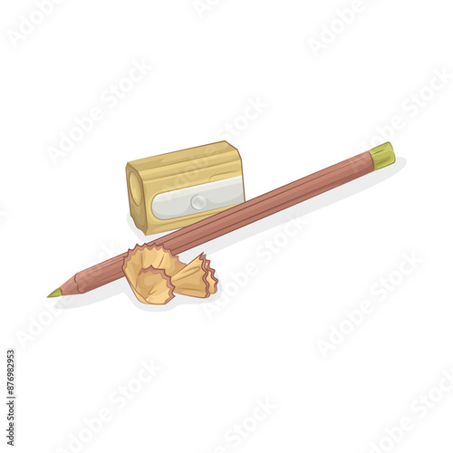 Illustration of pencil and pencil sharpener 